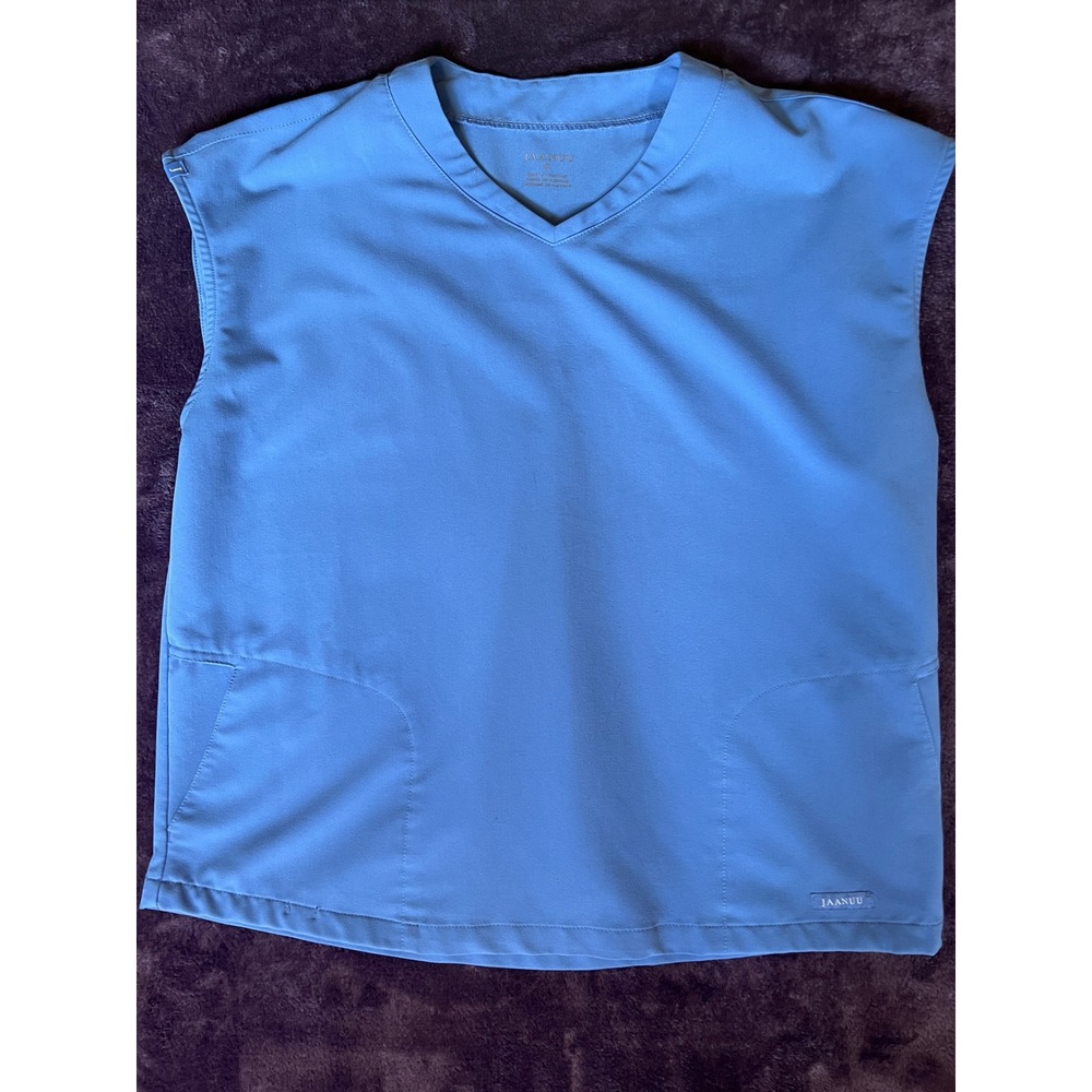 Jaanuu Womens Sleeveless V-Neck Scrub Top Light Blue Size Small‎ Pockets